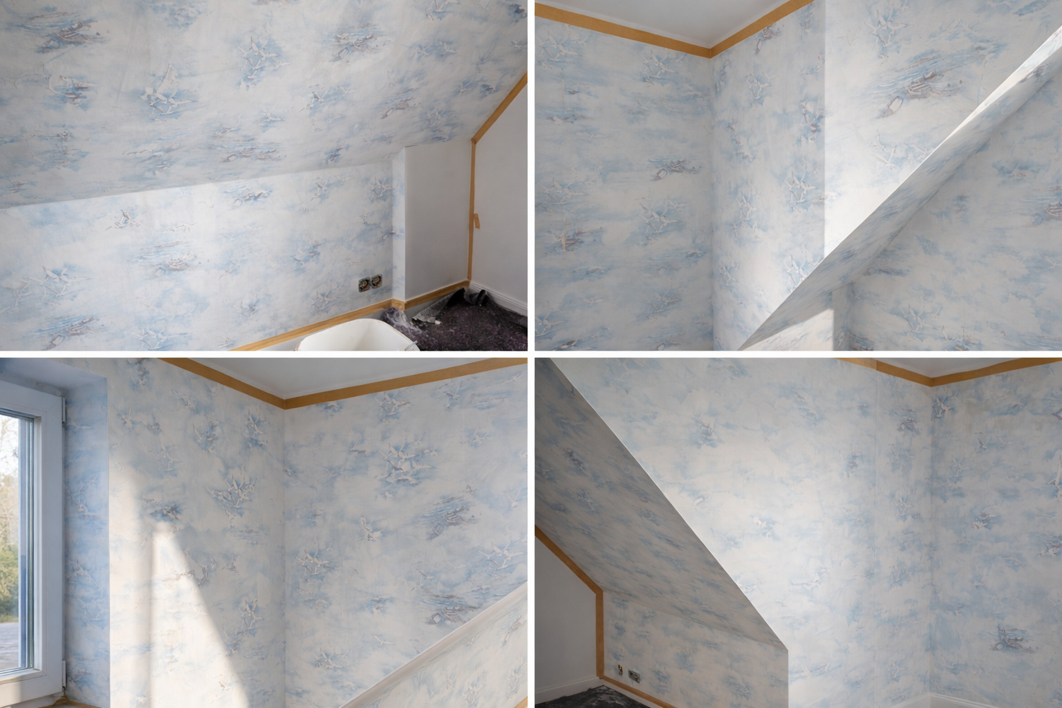 Helle, gemusterte Wände mit Fenster